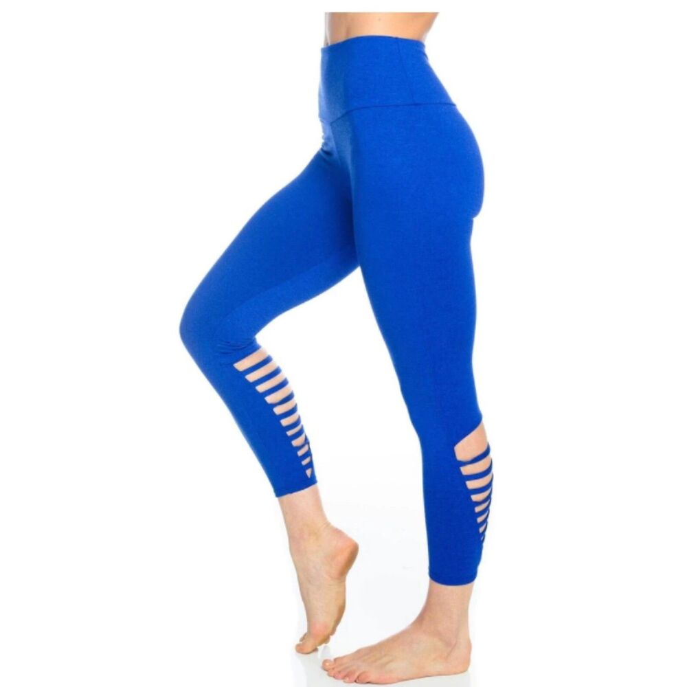 Onzie Leggings Size XS Blue Elevate Midi 7/8 High Rise Strappy Calf Athleisure